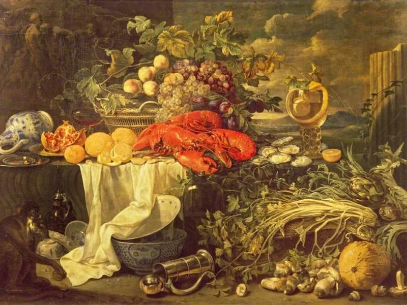 1650-Jan Jansz. de Heem - Natura morta with a Monkey